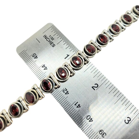 Nicky Butler Garnet Gemstone Bracelet Vintage .925 Sterling Silver - Picture 11 of 12
